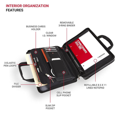 Wenger Luggage Proxy 601675 - Padfolio de presentación con cierre, color negro, 14 pulgadas