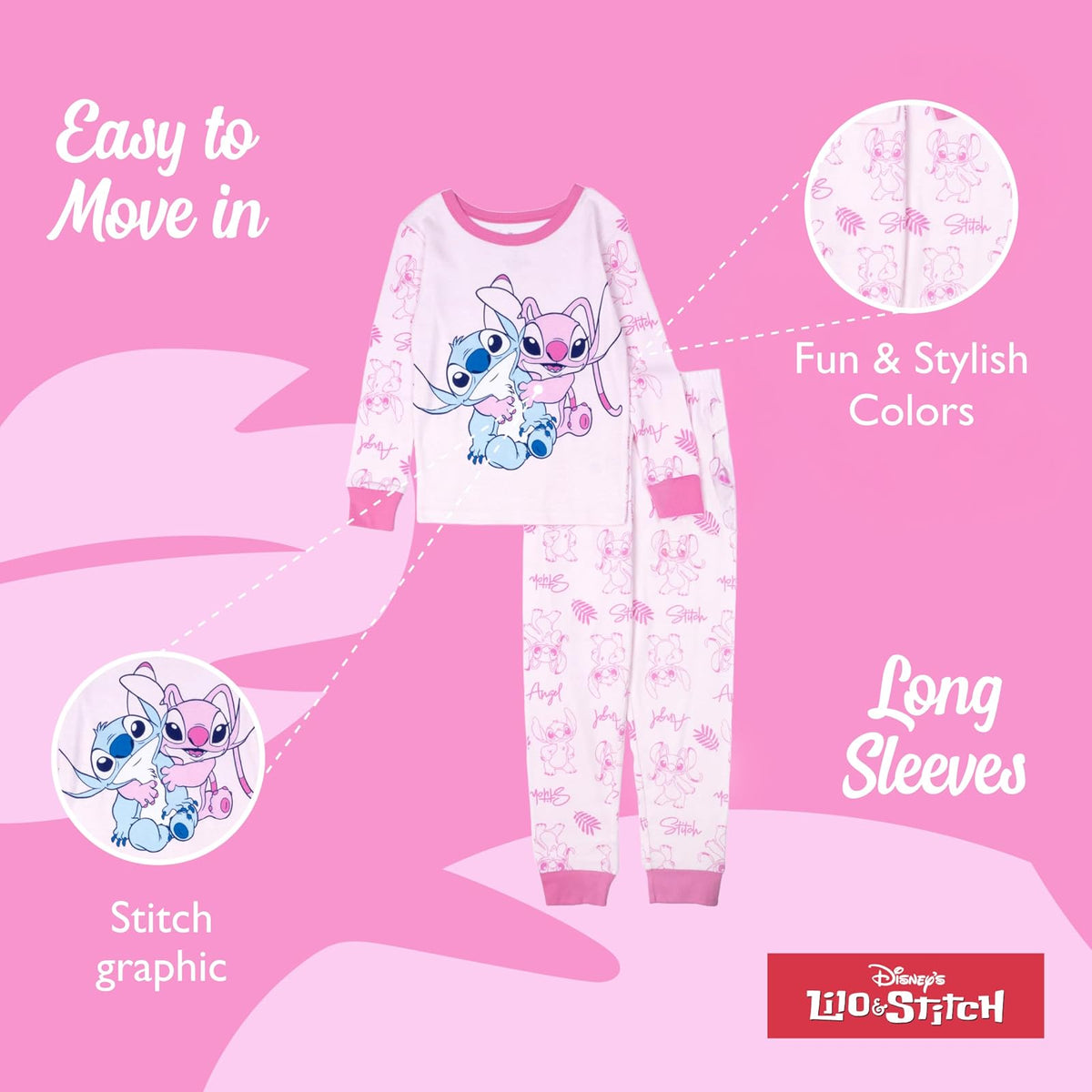 Disney - Conjunto de Pijama de algodón de 2 Piezas para niñas, Suave y Lindo para niños