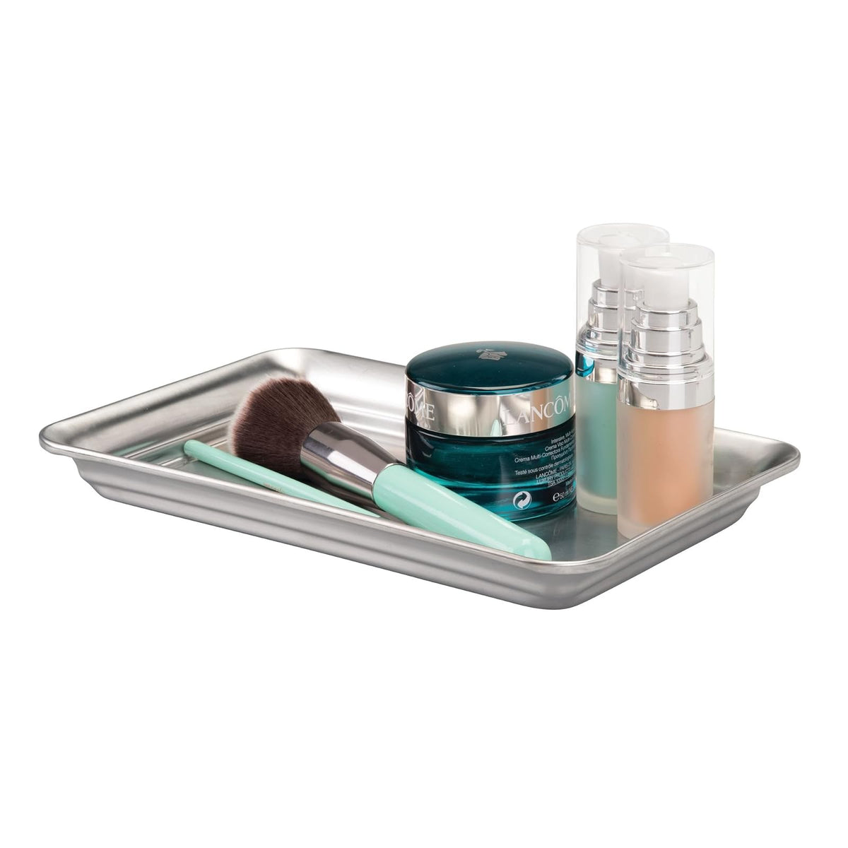 interDesign 02870 Countertop Guest Towel Tray, Bathroom Vanity Organizer, Brushed