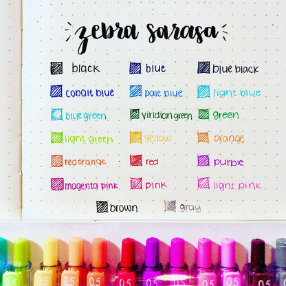 Zebra Pen Sarasa Bolígrafos retráctil de tinta de gel, de clip, Colores Variados, Fine Point/0.5mm/20 Count