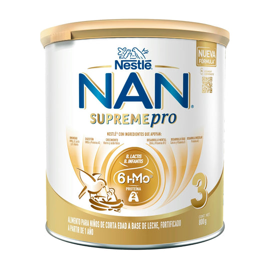 NAN 3 Supreme Pro Alimento Para Niños A Base de Leche, 1 Año, Lata 800 g