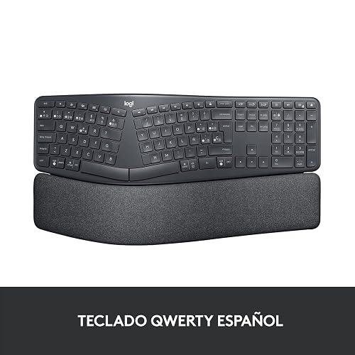 Logitech Ergo K860 Teclado inalámbrico y ergonómico - Teclado Partido, Escritura Natural, conectividad Bluetooth y USB, Compatible con Windows/Mac - Negro