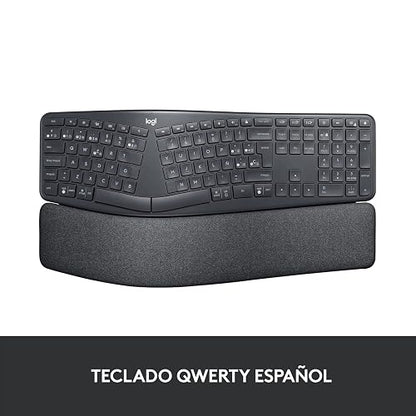 Logitech Ergo K860 Teclado inalámbrico y ergonómico - Teclado Partido, Escritura Natural, conectividad Bluetooth y USB, Compatible con Windows/Mac - Negro