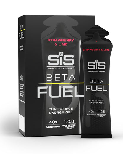 SIS Beta Fuel Gel Energético de Doble Fuente 40g Carbohidratos - Fresa y Lima - Pack of 6