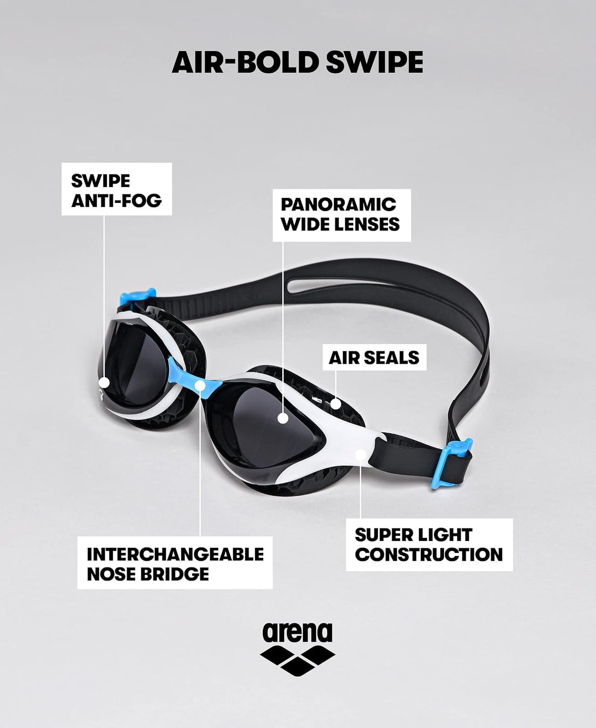 ARENA Arena Unisex Air Bold Swipe Goggles anteojos de natación Unisex adulto