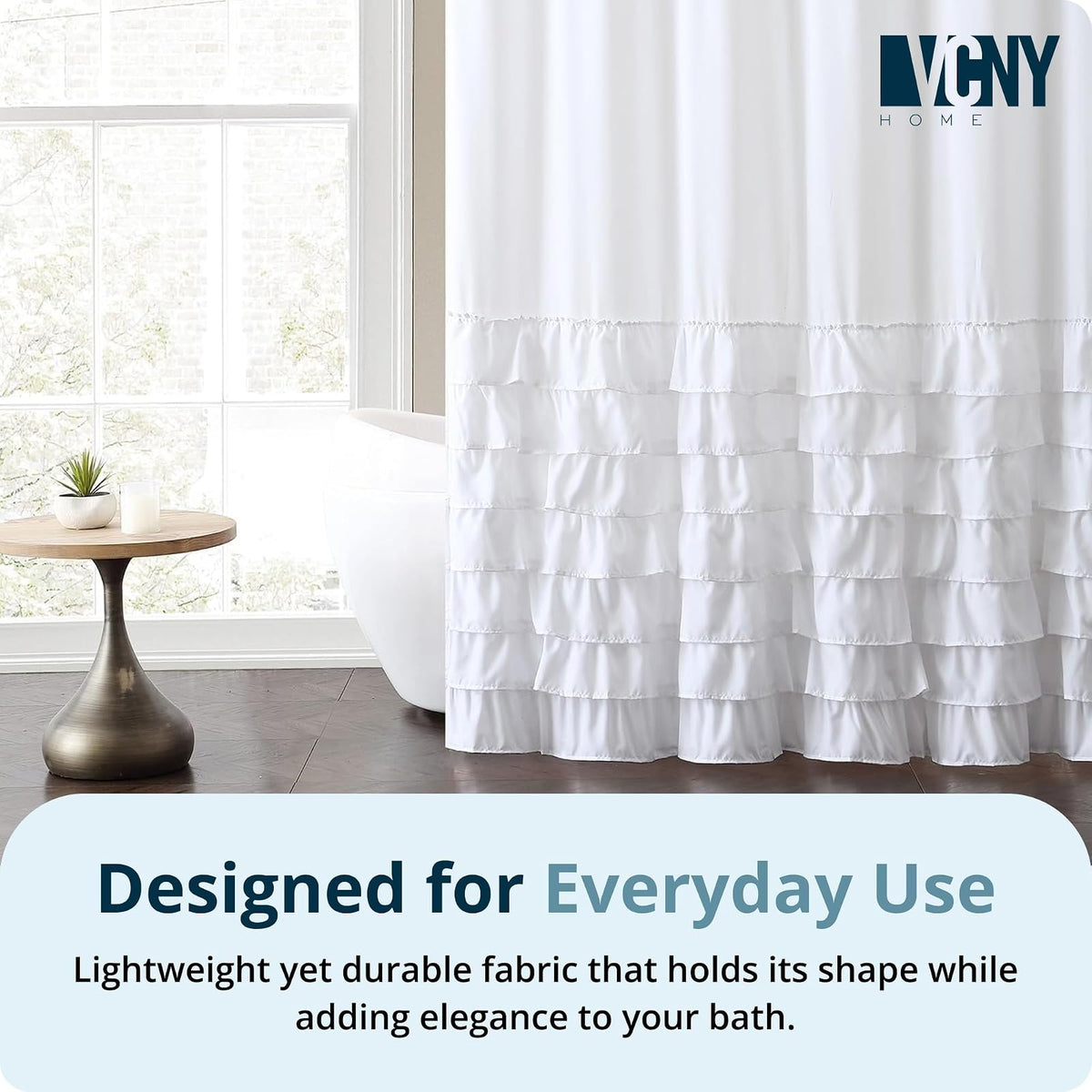 VCNY Home Melanie Ruffle Shower Curtain, 72x72, White