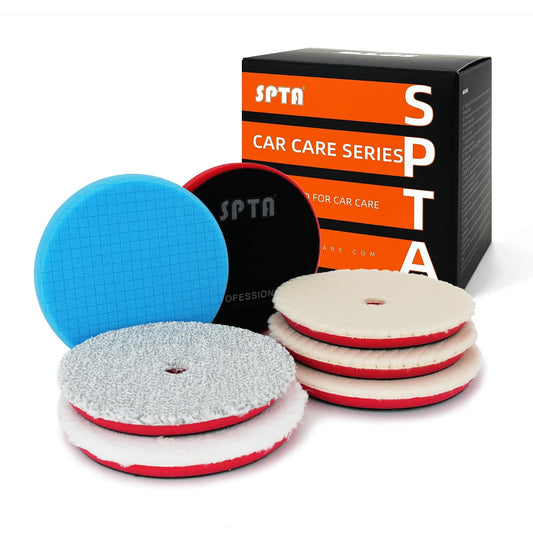 SPTA Almohadillas de Pulido de Oreja, Kit de 7 Piezas, 6.5 Pulgadas, 150 mm, Esponja Compuesta