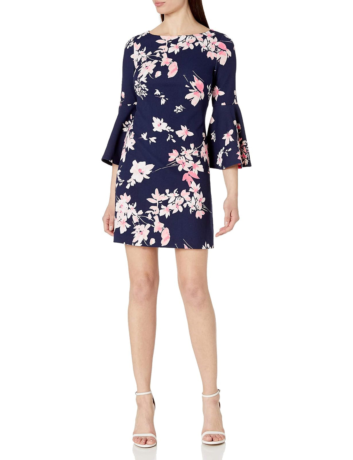 Eliza J Printed Bell Sleeve Shift Dress Vestido casualMujer