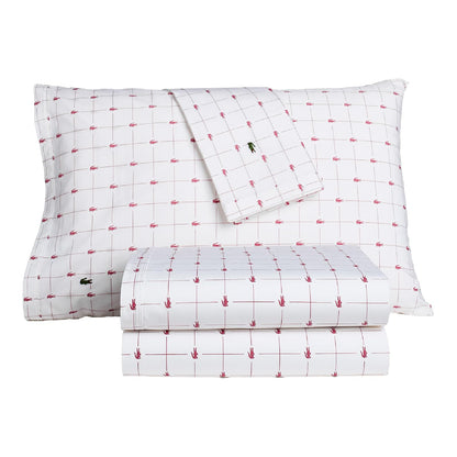 Lacoste Juego de Sábanas Slice Sleet de Algodón - Baroque Rose - Individual Extra Grande