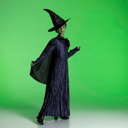 Wicked Elphaba Disfraz para niñas, disfraz oficial de lujo de elphaba malvado, capa y sombrero, tamaño de niños (10-12)