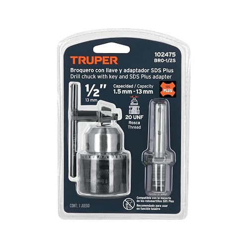 Truper BRO-1/2S Broquero con llave 1/2" con adaptador SDS Plus
