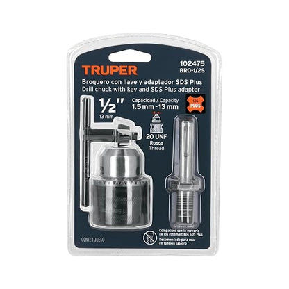 Truper BRO-1/2S Broquero con llave 1/2" con adaptador SDS Plus
