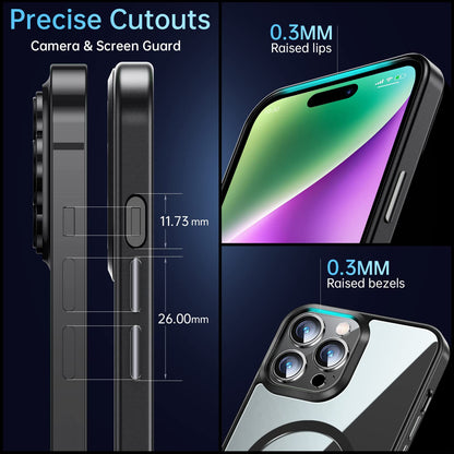 JUESHITUO Magnetic Slim Clear Case para iPhone 14 Pro MAX [no Amarillento] [Protección de Grado Militar] [No.1 imanes Fuertes] Compatible con iPhone 14 Pro MAX Protective Case 2022, Space Black