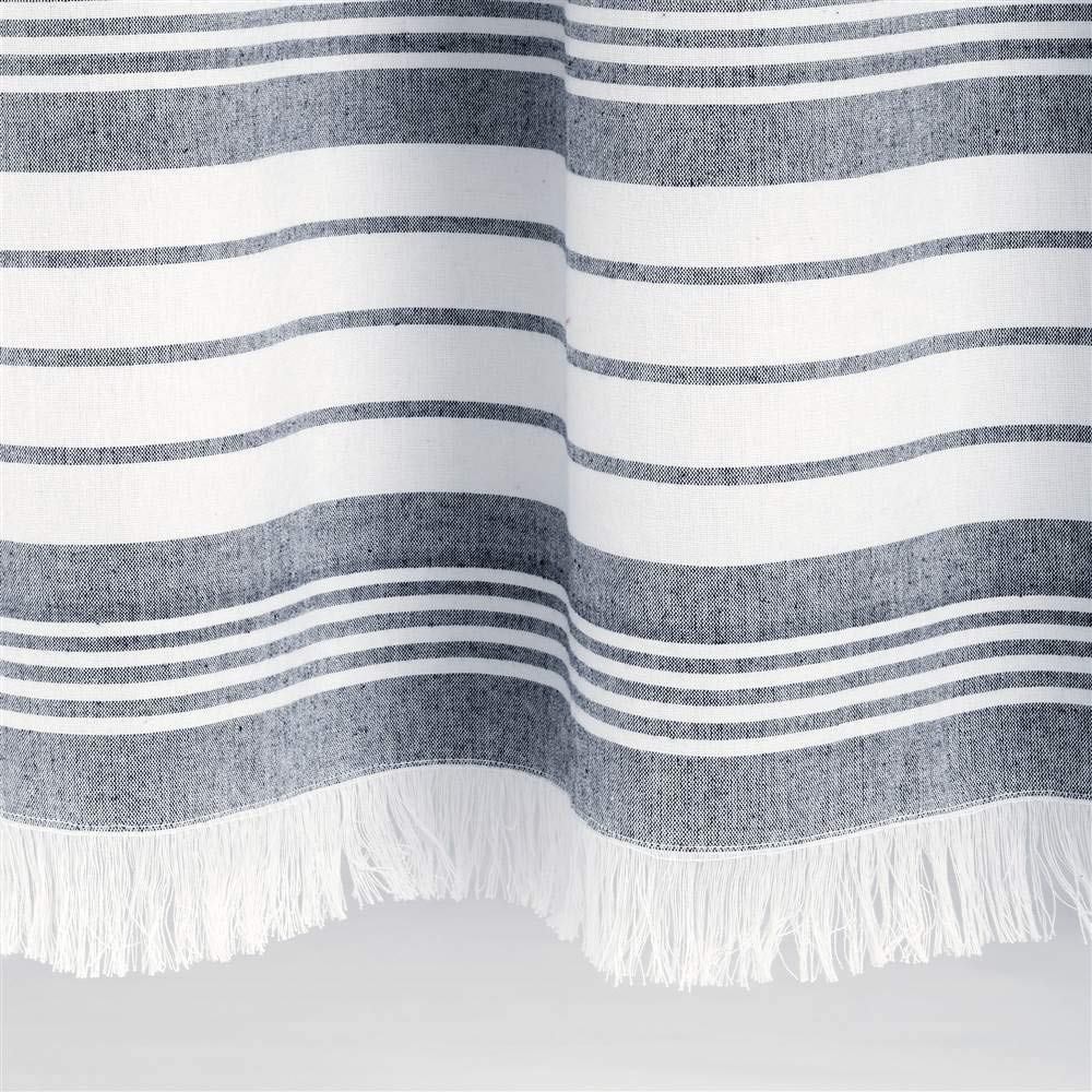 Lush Decor, Navy Nantucket - Cortina de Ducha con Flecos de algodón teñido, 72 x 72 Pulgadas, 72 x 72 Pulgadas
