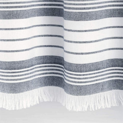Lush Decor, Navy Nantucket - Cortina de Ducha con Flecos de algodón teñido, 72 x 72 Pulgadas, 72 x 72 Pulgadas