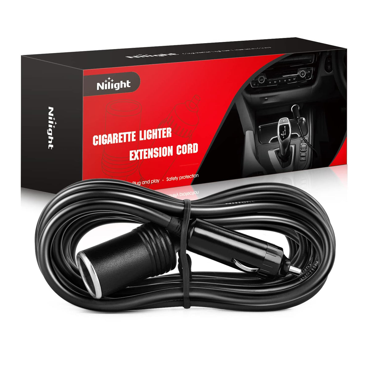 Nilight Kit de Arnés de Cableado para Barra de Luces LED 12V - Cigarette Lighter Extension Cord-14ft