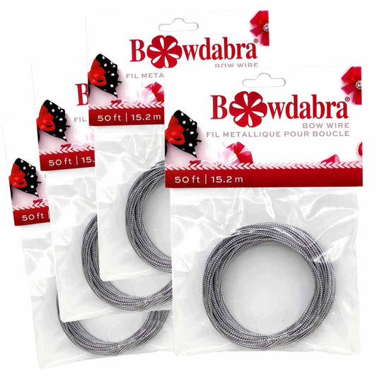 Morex Ribbon Bowdabra Wire Silver 4-PK Cinta de 200 pies, 200 pies, plata, BOW3040-4p-631