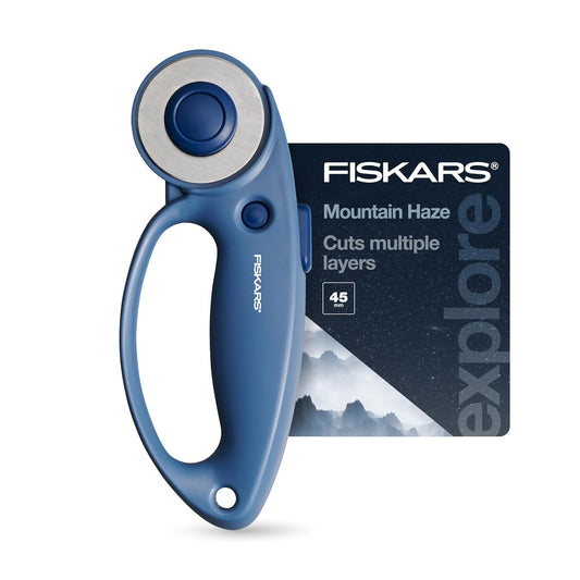Fiskars - Cortador rotativo de bucle, Explore Collection Mountain Haze, hoja de acero de precisión para tela, fieltro y vinilo, 45 mm