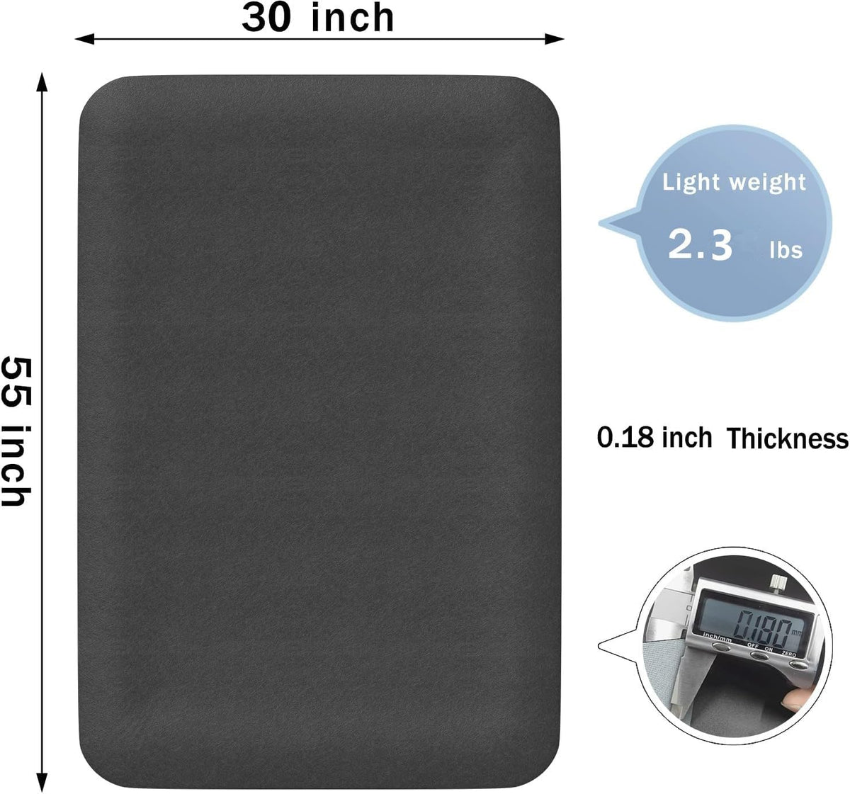 NYFITY - Tapete para Silla de Oficina para Suelos Duros, Antideslizante, Resistente para Silla de computadora para Piso de Madera Dura, 30 x 55 Pulgadas, Negro