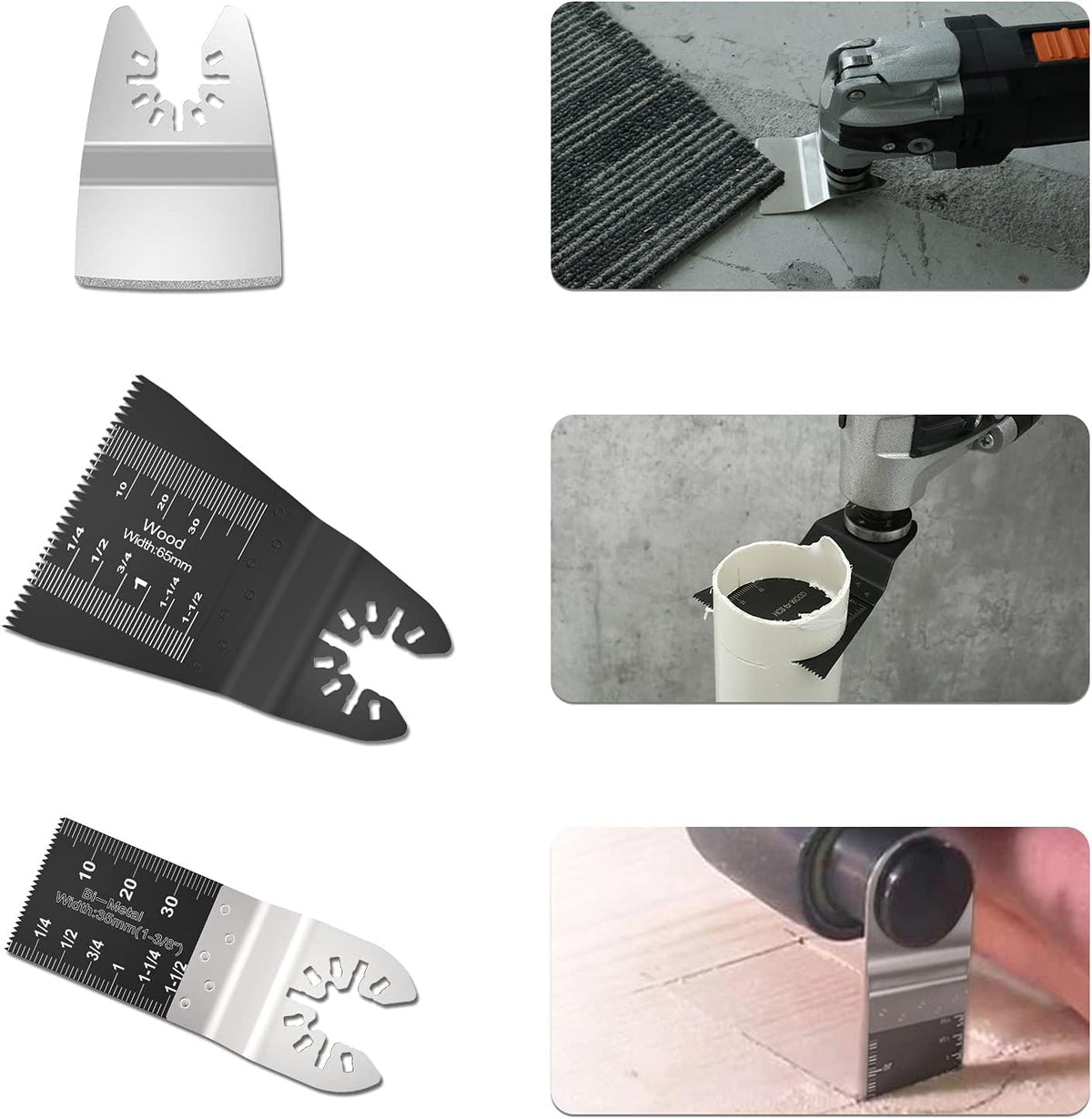Protoiya - 87 cuchillas oscilantes para herramientas de madera, metal, plástico, de liberación rápida, multiherramienta oscilante, accesorios con papel de lija compatible con Dewalt, Milwaukee,