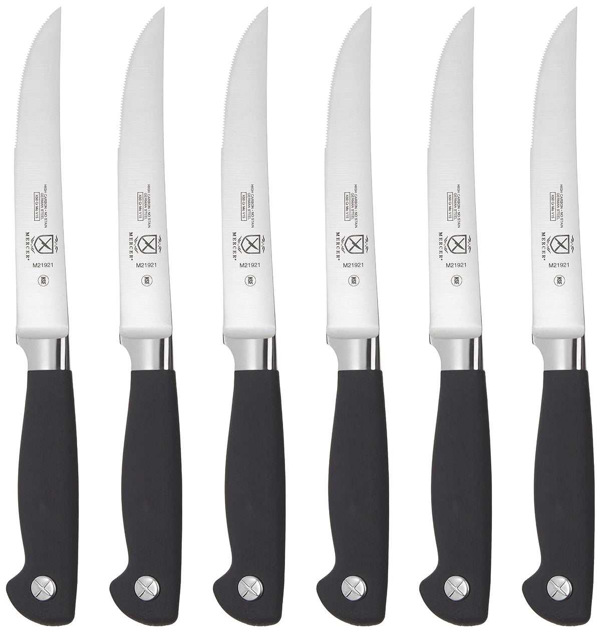 Mercer Culinary Genesis 7-Piece Forged Steak Knife Set, Steel/Black