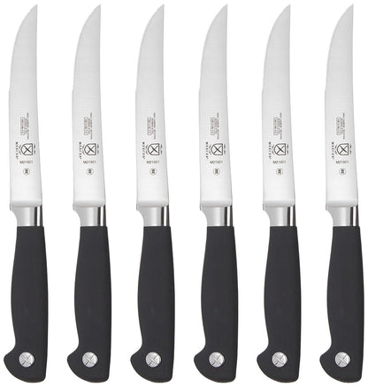 Mercer Culinary Genesis 7-Piece Forged Steak Knife Set, Steel/Black