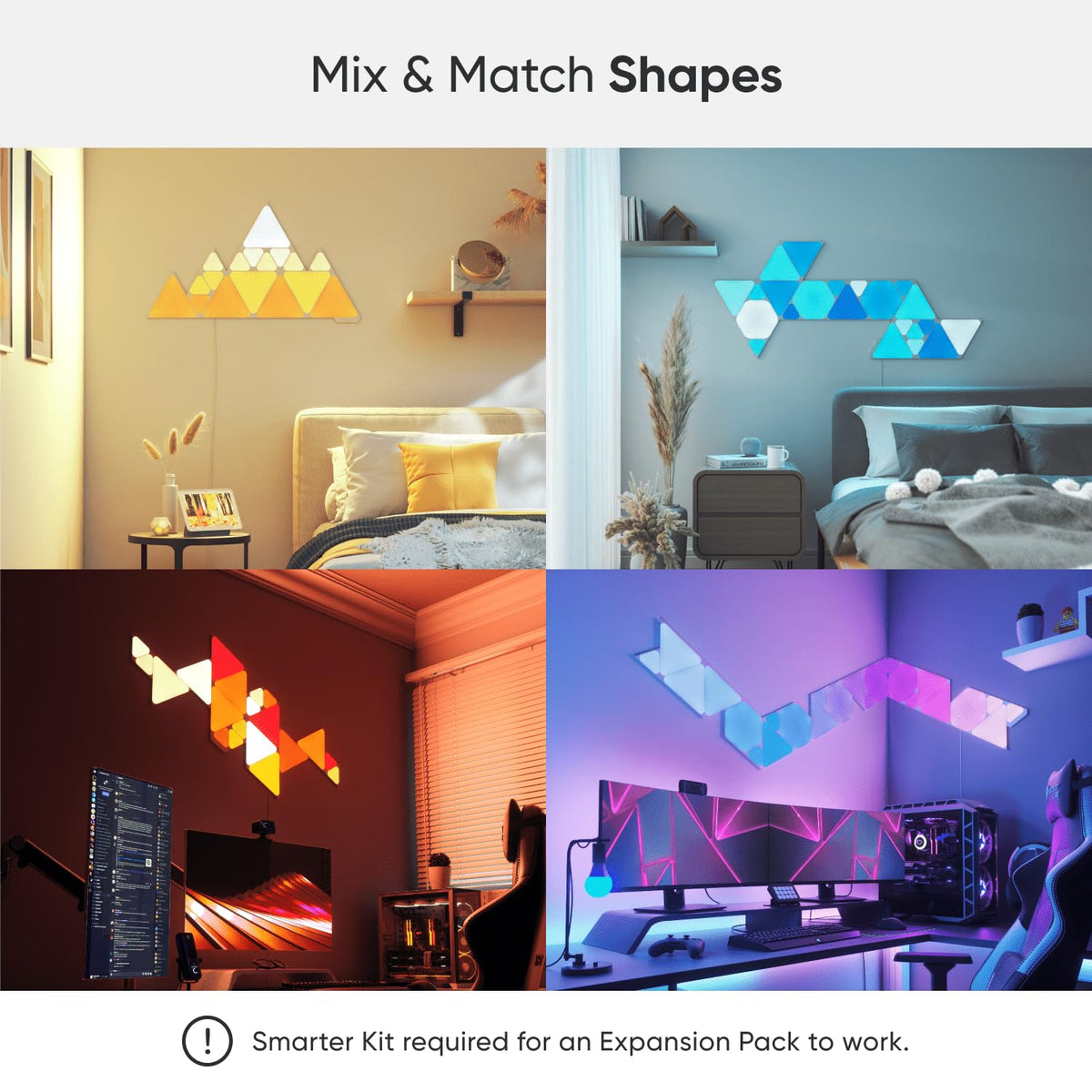 Nanoleaf Shapes - Kit de expansión de iluminación LED inteligente con 3 triángulos