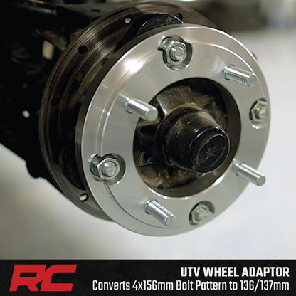 Rough Country Adaptadores de Rueda 10097, 4x156 mm a 4x136/137 mm, para Polaris UTV, Aluminio