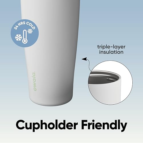 Owala FreeSip Sway Botella de agua aislada de acero inoxidable con boquilla bidireccional, popote integrado y asa tipo cubo, 40 oz, libre de BPA, a prueba de fugas, Menta/Brisa Helada Blanca
