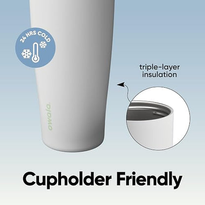 Owala FreeSip Sway Botella de agua aislada de acero inoxidable con boquilla bidireccional, popote integrado y asa tipo cubo, 40 oz, libre de BPA, a prueba de fugas, Menta/Brisa Helada Blanca