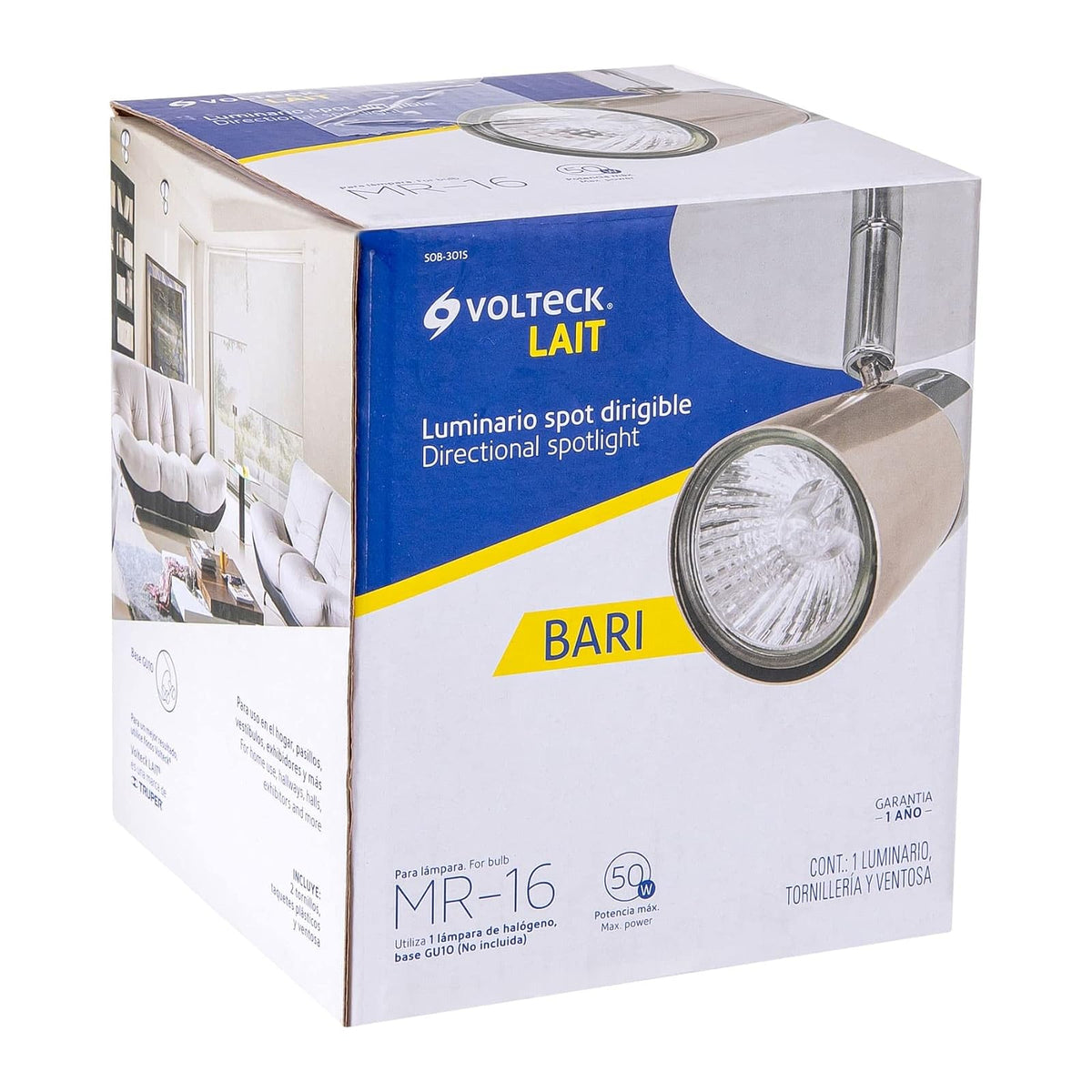 Volteck Lait SOB-301S, Sobrepuesto Spot, Bari, 1XGU10