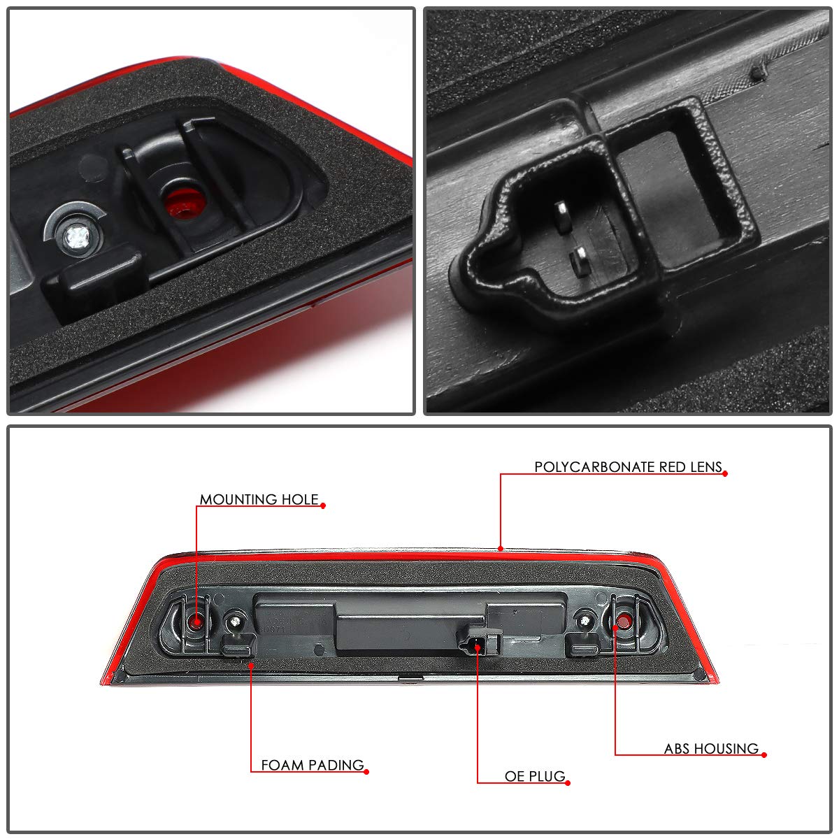 DNA MOTORING 3BL-DJOU09-LED-RD Luz de freno LED de tercera cola [compatible con Dodge Journey 10-16]