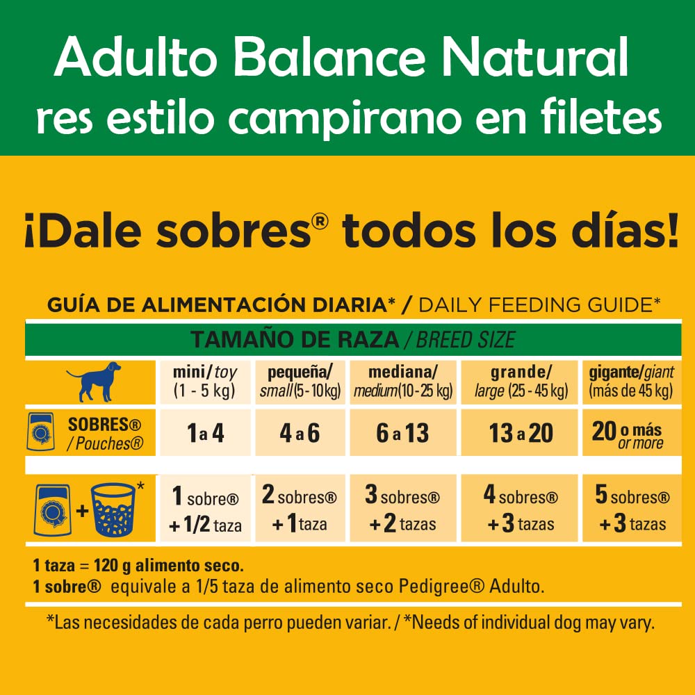 Pedigree - Sobres para Perro Adulto Balance Natural, Res y Vegetales, 100gr. c/u, 24 Sobres