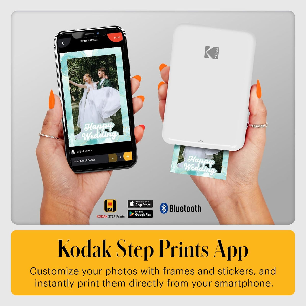 Kodak Step Wireless Mobile Photo Mini Printer (Blanco) Compatible con Dispositivos iOS y Android, NFC y Bluetooth