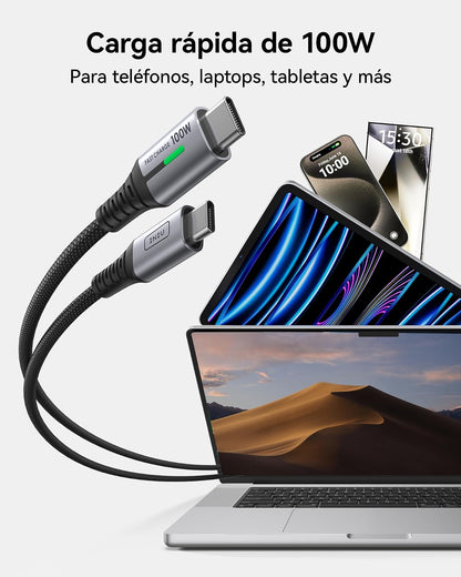 USB C to USB C Cable, INIU 100W [2-Pack 6.6ft] PD 5A Fast Charging Type C to Type C Cable, Nylon Braided USB-C Cord Phone Charger for Samsung S22 Note 20 iPad Pro MacBook Tablets LG Google etc.