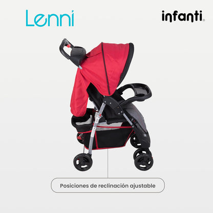 INFANTI | Carriola Para Bebe LENNI | Carreola con Portabebé - Sistema De Viaje | Travel System - Accesorios de hasta 15kg | Charola Desmontable y Plegable | Con Portavasos | Color Rojo