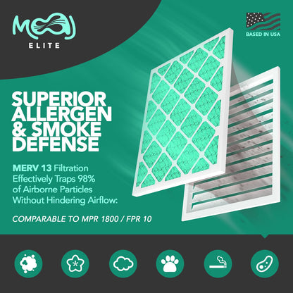 Filtro de aire de 12 x 30 x 1 (paquete de 6) | MERV 13 | MOAJ Elite Bacterial & Viral Defense | Basado en Estados Unidos | Filtros de aire de repuesto plisados para aplicaciones de CA y hornos |