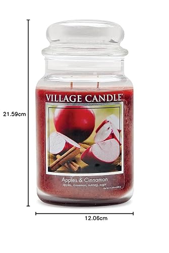 Village Candle Tarro Grande de boticario de Manzanas y Canela, Vela perfumada, 22 onzas