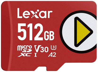 Lexar Play Pro Tarjeta microSD Express, hasta 900/600 MB/s, Gaming - 512GB - Solo - JUEGA NUEVA GEN (205 MB - s)