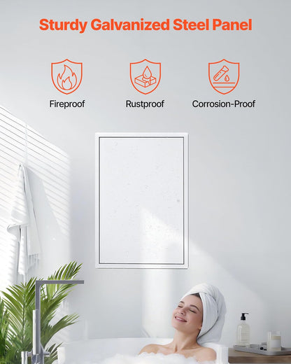 VEVOR Trampilla de Inspección para Paneles de Yeso, Puerta de Acceso de Acero Galvanizado 620x417 mm, con Pestillo de Destornillador, para Instalación de Fontanería y Electricidad en Techos, Blanco
