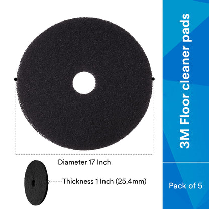 3M 7200 Almohadilla para limpieza de suelos, color negro (caja de 5), Negro, 43 cm
