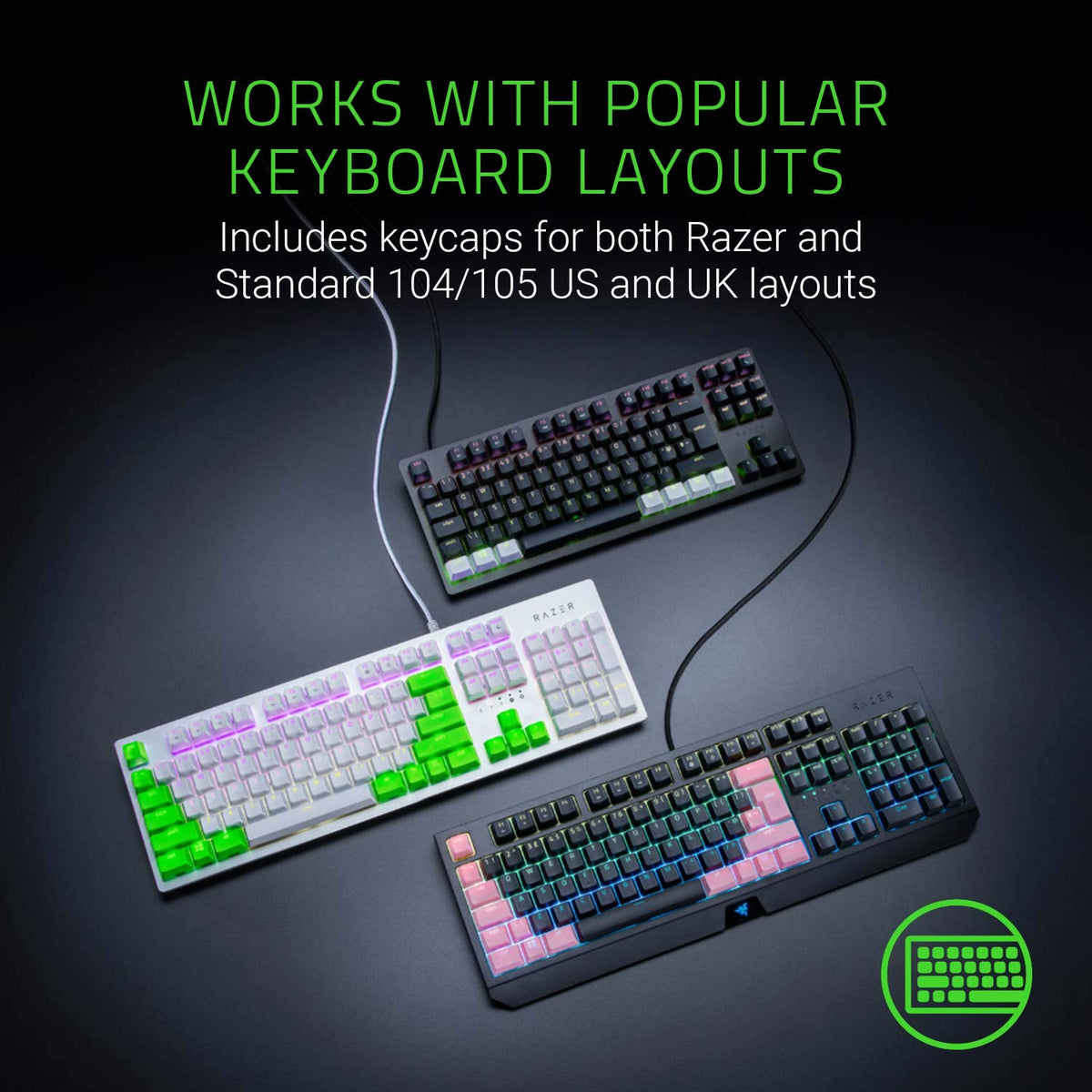Razer Pbt - Kit de teclas para personalizacion de teclados mecánicos y ópticos, Color Mercury/ Blanco