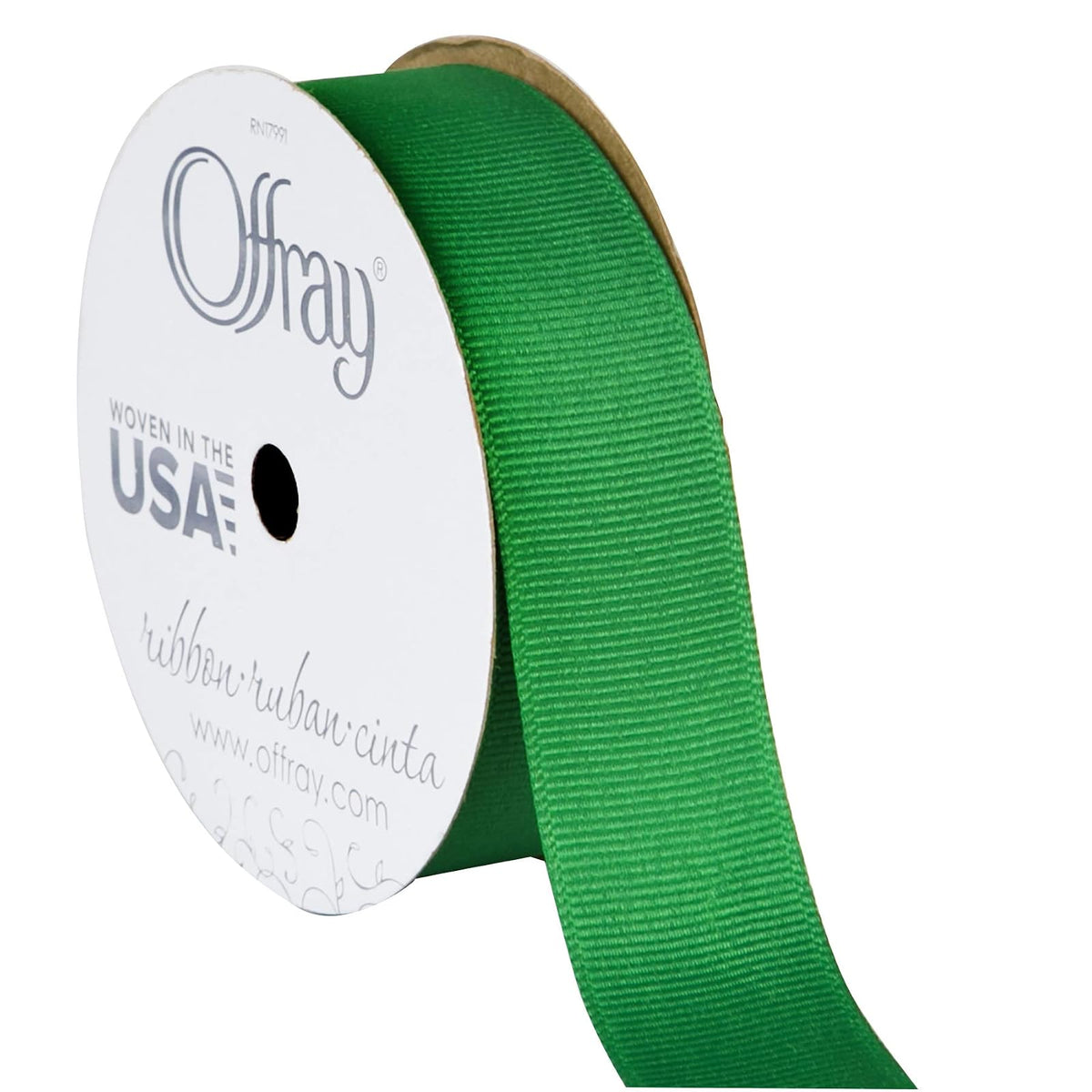 Offray - Cinta de grogrén para Manualidades, 7/8 Pulgadas x 18 pies, Esmeralda