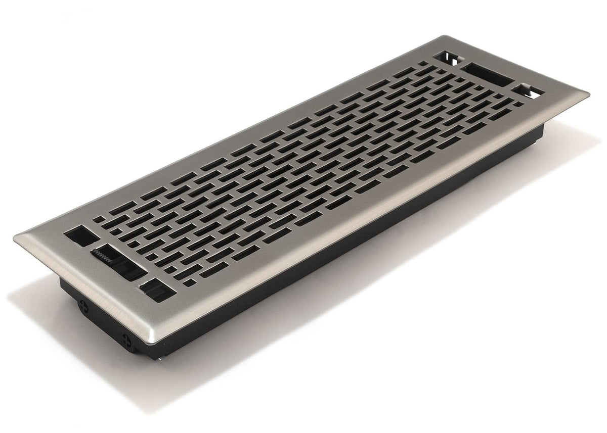 Accord amfrabma410 Manhattan piso registradora, 4-Inch X 10-Inch (apertura de conducto Medidas), 10.2 x 30.5 cm, Níquel Satinado - 4" x 14" - Níquel Satinado