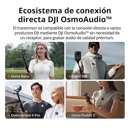 DJI Mic Mini (1 TX + 1 RX), superligero, Sonido Lleno de Detalles | Cancelación ruido, límite autom., micrófono inalámbrico para cámaras/iPhone/Android, vlogs, streaming, transmisión 400m