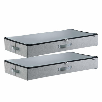 VEVOR Contenedor de Almacenaje para Debajo de Cama 850 x 430 x 120 mm 2 Piezas Bolsa de Almacenamiento Bajo Cama con Tapa Transparente Organizador de Ropa, Mantas para Dormitorios, Salas de Estar