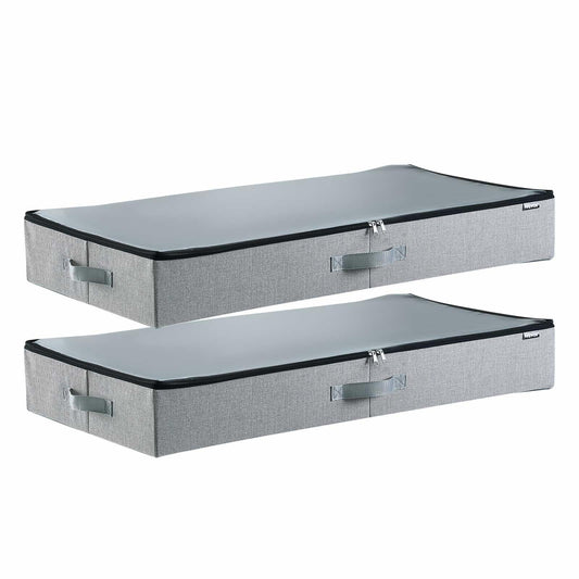 VEVOR Contenedor de Almacenaje para Debajo de Cama 850 x 430 x 120 mm 2 Piezas Bolsa de Almacenamiento Bajo Cama con Tapa Transparente Organizador de Ropa, Mantas para Dormitorios, Salas de Estar