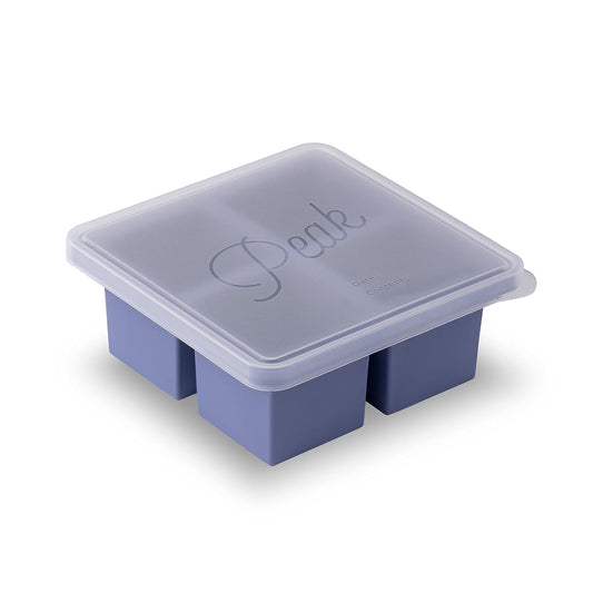 W&P - Bandeja de silicona para congelador con tapa, azul, hace 4 porciones perfectas de 1 taza, congelar y almacenar sopa, caldo, salsa, sobrantes, apto para lavaplatos, 4 tazas