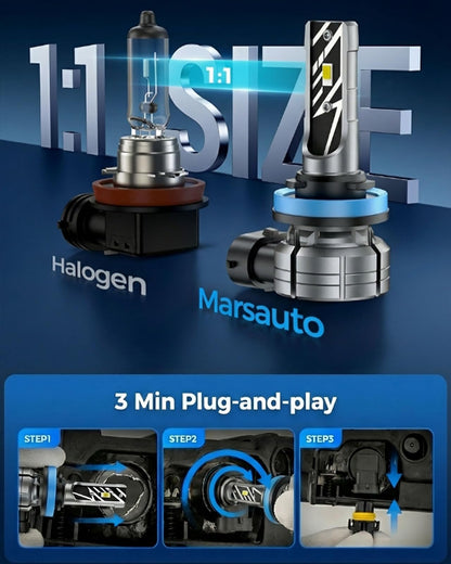 Marsauto Foco LED Antiniebla H11/H16/H8 MF1A H11Y | Amarillo, 14000 lm, 3000K, paquete de 2, 70,000 horas, IP68