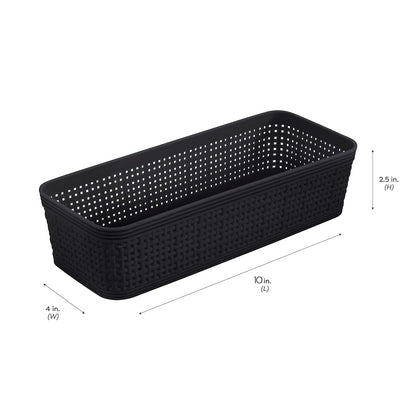 Simplify Black, 10 Pack Organizing Set, Different Sizes for Multiple Needs. for Offices, Desks, Dorms, Small Items, Accessories, Vanity, Bathrooms. Storage Baskets, Bins, Boxes